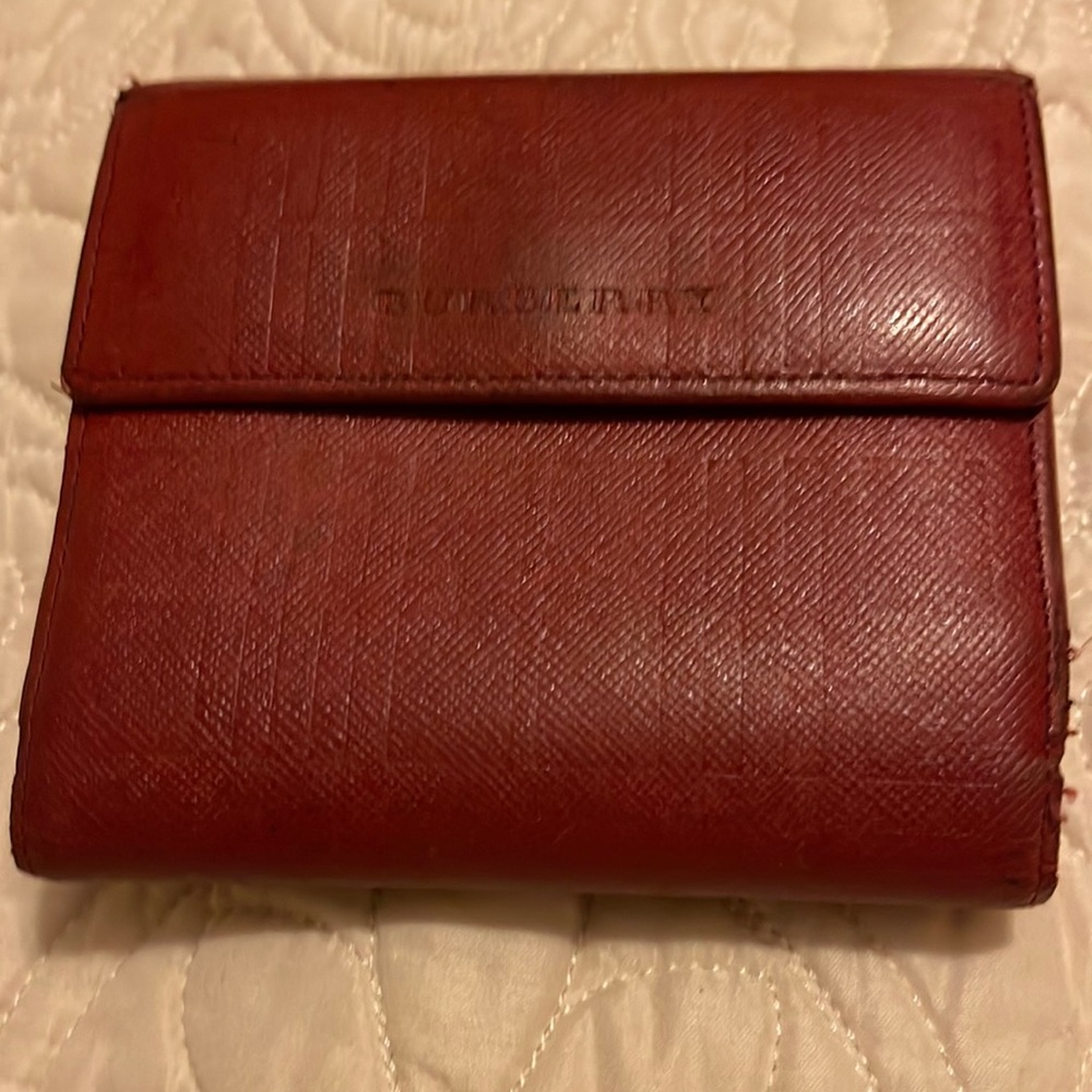 910 Burberry Red TriFold Wallet